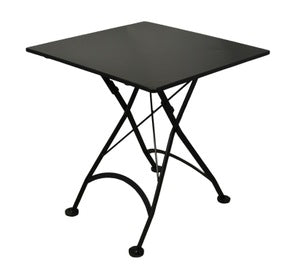 Furniture Designhouse French Cafe Bistro 28' Square Folding Table - Powder Coated Steel Top and Legs - Jet Black and Flame Red and Green