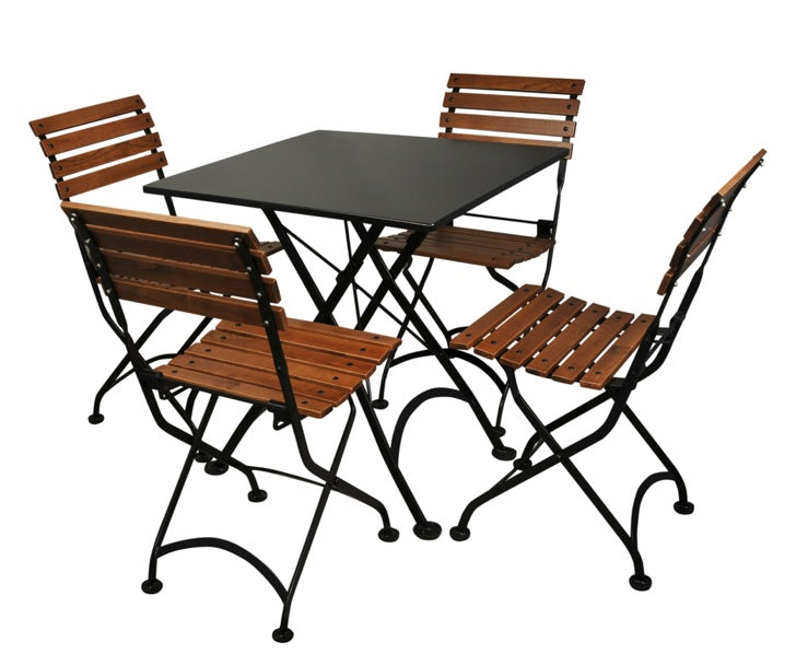 Furniture Designhouse French Cafe Bistro 32" Folding Table -Powder Coated Steel Frame and Top