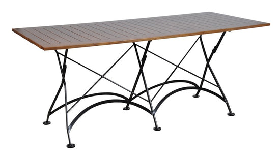 Furniture Designhouse French Cafe Bistro 32" x 72" Rectangular Folding Table - European Chestnut Wood Slat Top