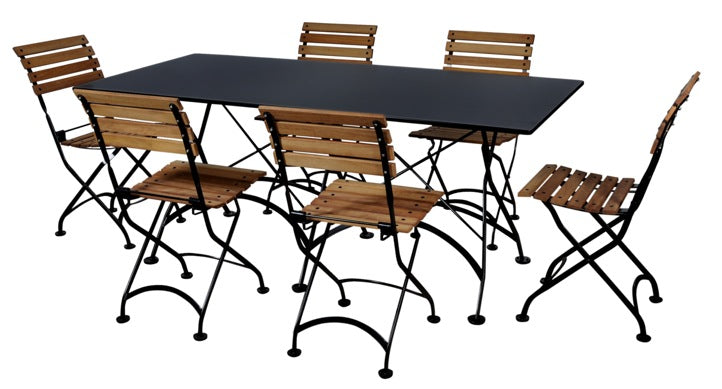 Furniture Designhouse French Cafe Bistro 32" x 72" Rectangular Folding Table - Powder Coated Steel frame and top