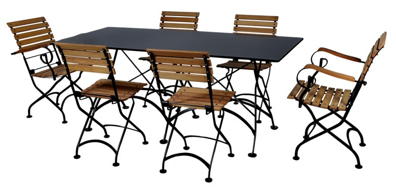 Furniture Designhouse French Cafe Bistro 32" x 72" Rectangular Folding Table - Powder Coated Steel frame and top