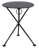 Furniture Designhouse French Cafe Bistro 24' Round Folding Table - Powder Coated Steel Top and Legs - Jet Black and Black Green