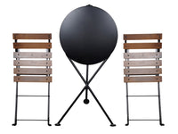 Furniture Designhouse French Cafe Bistro 24' Round Folding Table - Powder Coated Steel Top and Legs - Jet Black and Black Green