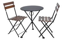Furniture Designhouse French Cafe Bistro 24' Round Folding Table - Powder Coated Steel Top and Legs - Jet Black and Black Green