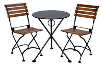 Furniture Designhouse French Cafe Bistro 24' Round Folding Table - Powder Coated Steel Top and Legs - Jet Black and Black Green