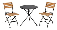 Furniture Designhouse French Cafe Bistro 24' Round Folding Table - Powder Coated Steel Top and Legs - Jet Black and Black Green