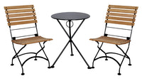 Furniture Designhouse French Cafe Bistro 24' Round Folding Table - Powder Coated Steel Top and Legs - Jet Black and Black Green