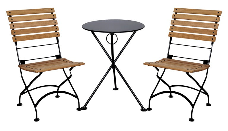 Furniture Designhouse French Cafe Bistro 24' Round Folding Table - Powder Coated Steel Top and Legs - Jet Black and Black Green