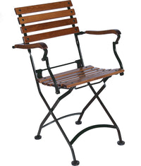 Furniture Designhouse Veronique Folding Arm Chair - Stackable -European Chestnut Wood Clear Coated Slats - Set of Two