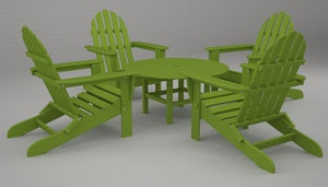 Poly-Wood Classic Adirondack 5-Pc. Conversation Group in Lime