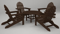 Poly-Wood Classic Adirondack 5-Pc. Conversation Group in Mahogany