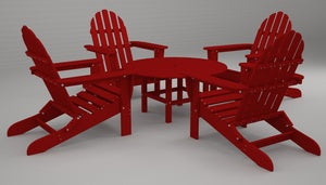 Poly-Wood Classic Adirondack 5-Pc. Conversation Group in Sunset Red