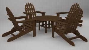 Poly-Wood Classic Adirondack 5-Pc. Conversation Group in Teak