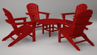 Poly-Wood South Beach Adirondack 5-Pc. Conversation Group in Sunset Red