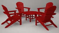 Poly-Wood South Beach Adirondack 5-Pc. Conversation Group in Sunset Red