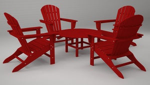 Poly-Wood South Beach Adirondack 5-Pc. Conversation Group in Sunset Red