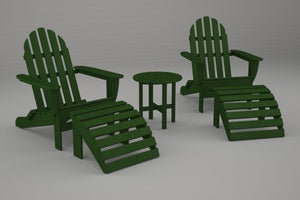Poly-Wood Classic Adirondack 5-Pc. Casual Set in Green