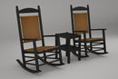 Poly-Wood Jefferson 3-Pc. Woven Rocker Set in Black Frame / Tigerwood