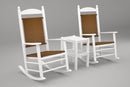 Poly-Wood Jefferson 3-Pc. Woven Rocker Set in White Frame / Tigerwood