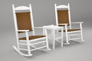 Poly-Wood Jefferson 3-Pc. Woven Rocker Set in White Frame / Tigerwood