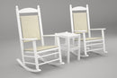 Poly-Wood Jefferson 3-Pc. Woven Rocker Set in White Frame / White Loom