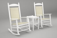 Poly-Wood Jefferson 3-Pc. Woven Rocker Set in White Frame / White Loom