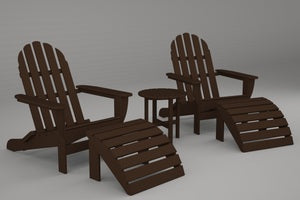 Poly-Wood Curved Back Adirondack Set in Mahogany