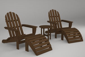 Poly-Wood Curved Back Adirondack Set in Teak