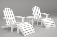 Poly-Wood Curved Back Adirondack Set in White