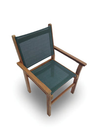 Royal Teak Captiva Sling Stacking Chair in Gray and White