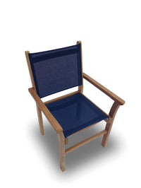 Royal Teak Captiva Sling Stacking Chair in Gray and White