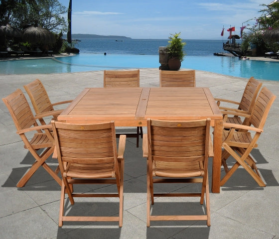 International Home Miami Amazonia Teak Boynton 9 pc Teak Square Dining Set