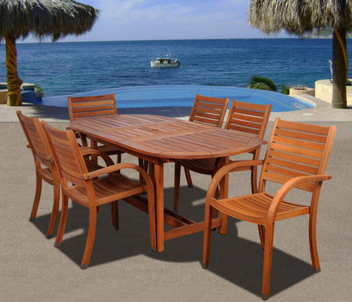 International Home Miami Amazonia Arizona 7 pc Eucalyptus Oval Dining Set