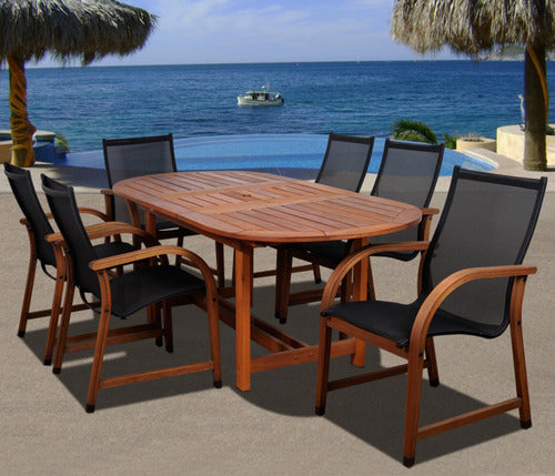 International Home Miami Amazonia Bahamas 7 Pc Eucalyptus Oval Dining Set