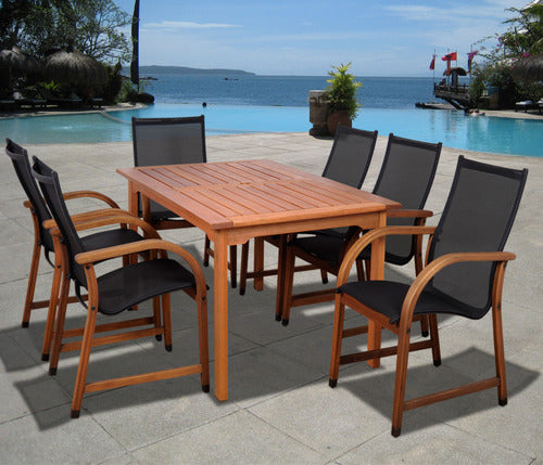 International Home Miami Amazonia Bahamas 7 Pc Eucalyptus Rectangular Dining Set