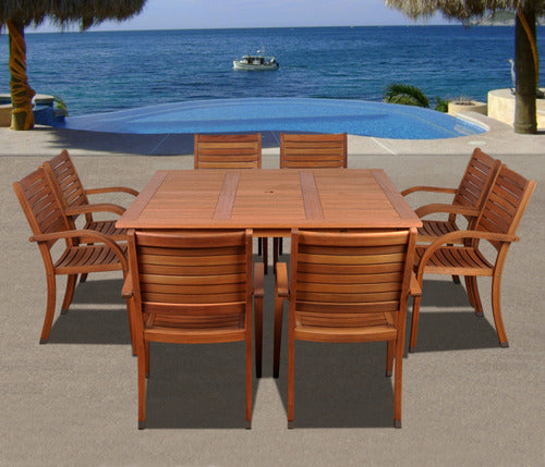 International Home Miami Amazonia Arizona 9 pc Eucalyptus Square Dining Set