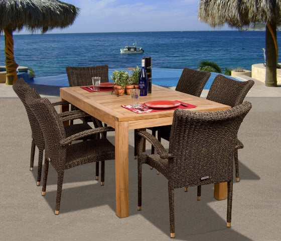 International Home Miami Amazonia Teak Brussels 7-pc Teak/Wicker Dining Set