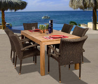 International Home Miami Amazonia Teak Brussels 7-pc Teak/Wicker Dining Set
