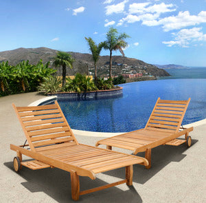 International Home Miami Amazonia Teak Cairo 2 pc Teak Loungers