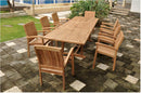 Anderson Teak Sahara 9-Piece Stackable Armchair and Bahama 118" Rectangular Extension Outdoor Dining Set