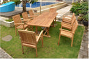 Anderson Teak Sahara 9-Piece Stackable Armchair and Bahama 94" Rectangular Extension Outdoor Dining Set
