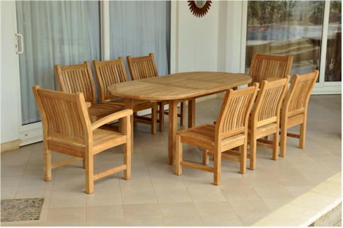 Anderson Teak Sahara 7-Piece Chairs and Bahama Oval 79" Ext. Outdoor Dining Set
