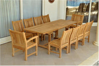 Anderson Teak Sahara 11-Piece Chairs and Bahama 94" Rectangular Ext. Outdoor Dining Set