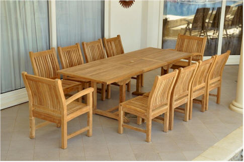 Anderson Teak Sahara 11-Piece Chairs and Bahama 94" Rectangular Ext. Outdoor Dining Set