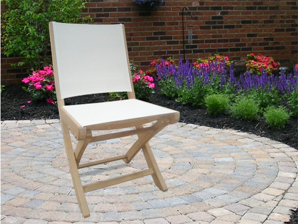 Royal Teak SailMate Folding Chair White Sling - Armless