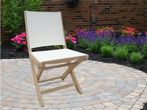 Royal Teak SailMate Folding Chair White Sling - Armless