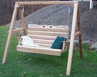 Creekvine Designs Cedar Royal Country Hearts Porch Swing with Stand