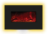 Amantii Enhanced 26" Electric Fireplace-36" x 23" Black Glass Surround