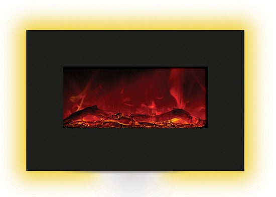 Amantii Enhanced 26" Electric Fireplace-36" x 23" Black Glass Surround