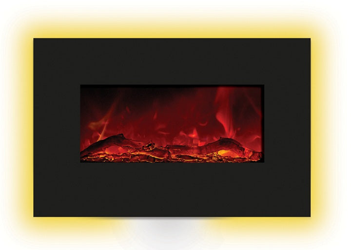 Amantii Enhanced 26" Electric Fireplace-36" x 23" Black Glass Surround